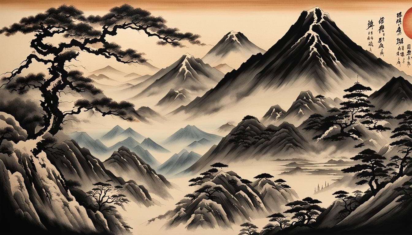 Ronin Battle Scene in Japanese Ink Scroll Style