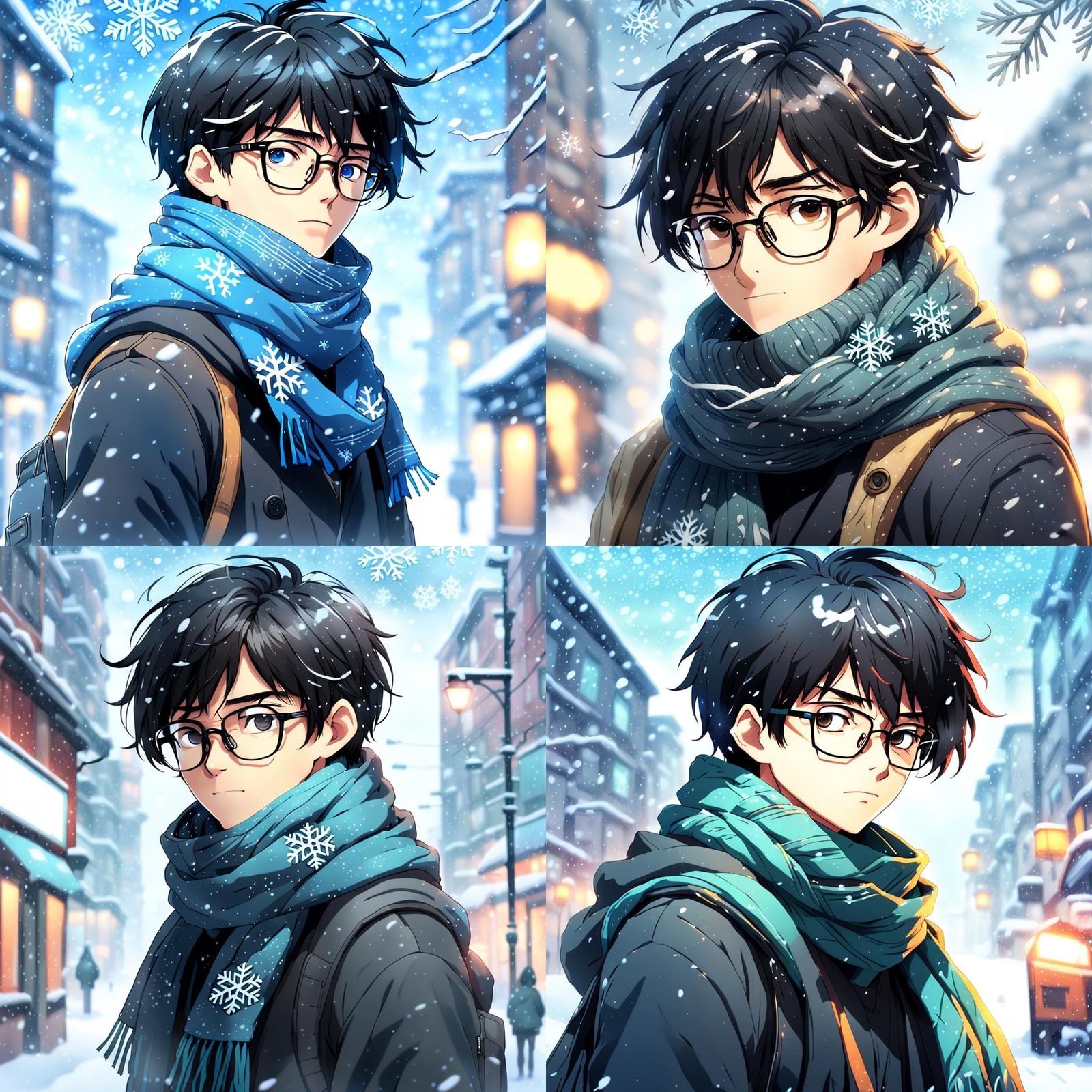 Boy in Snowstorm: Manga Scan Style Portrait