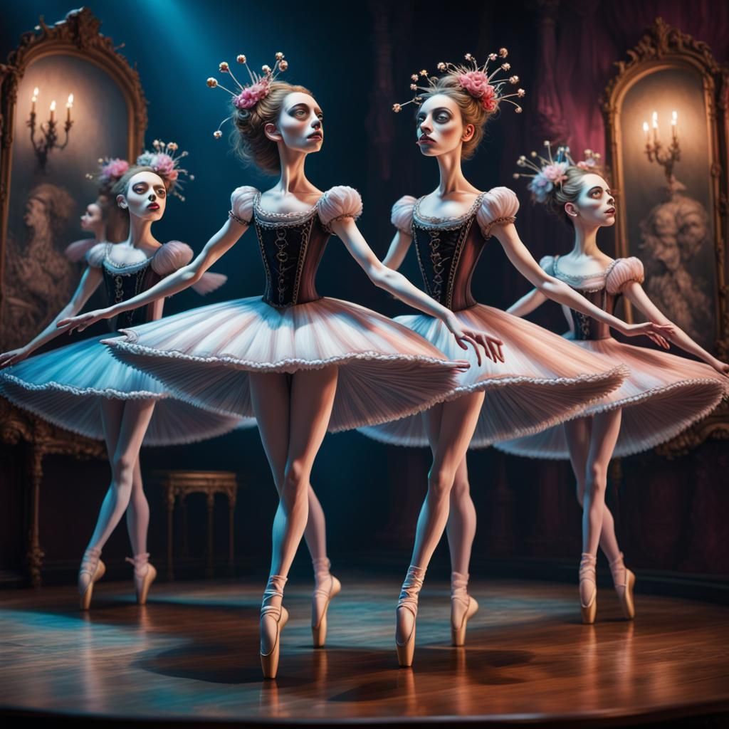 Nutcracker Ballerinas in Tim Burton Style