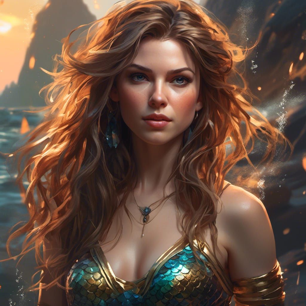 Anna Kendrick as Mermaid, Hyperdetailed Portrait