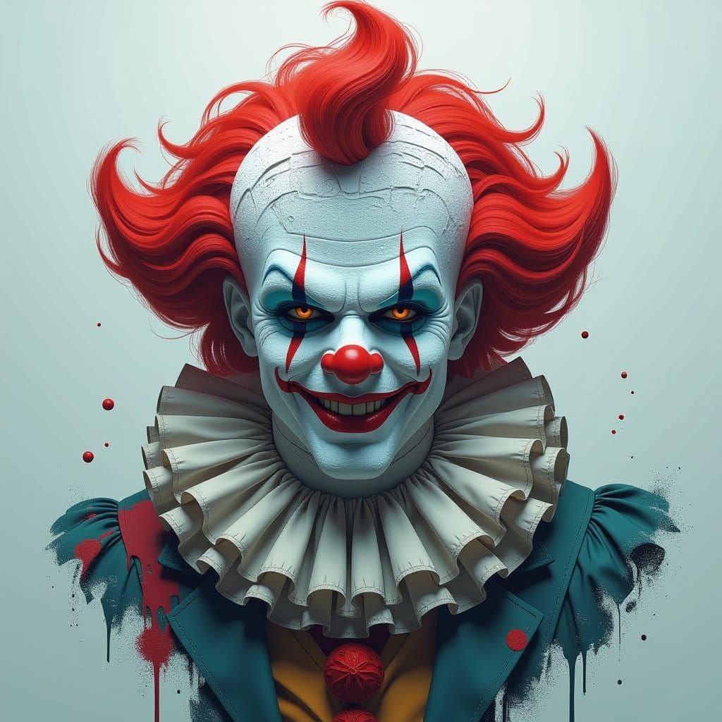 Chaotic Clown Character Portrait in Splash Art Style