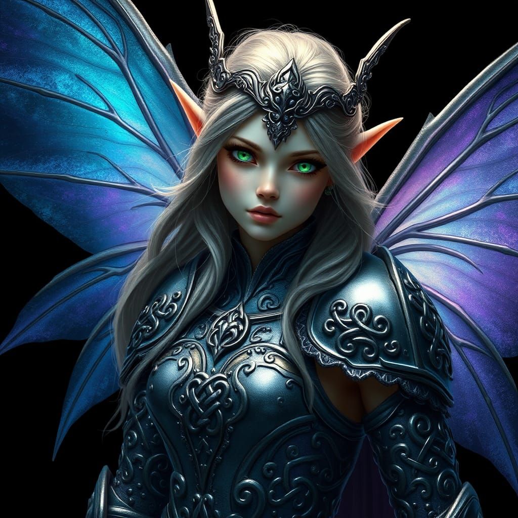 Ethereal Elf Warrior with Celtic Armor and Wings