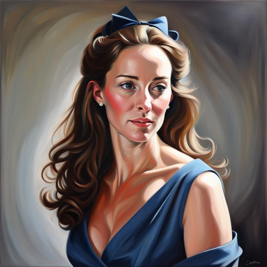 Princess Catherine: Volumetric Lighting Oil Portrait