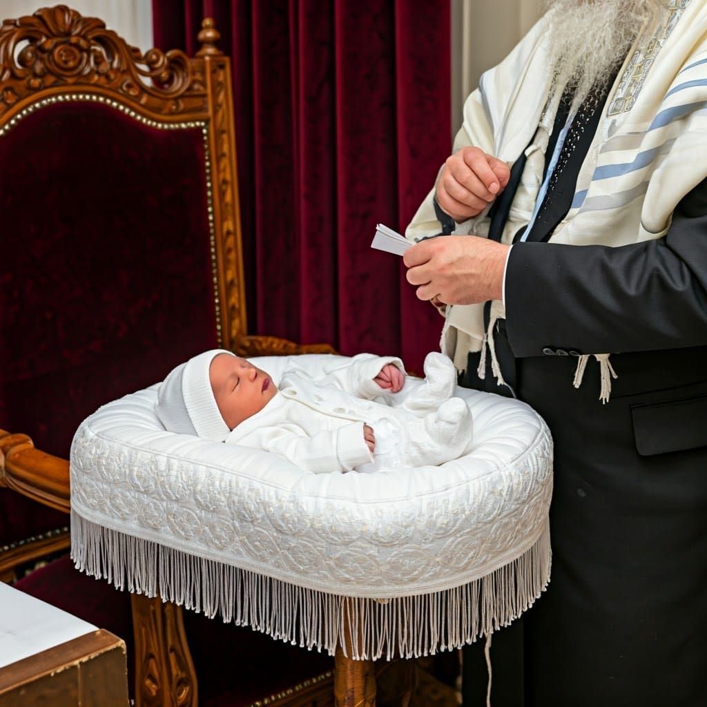 A Charming One-Week-Old Baby in a Beautiful Circumcision Set...
