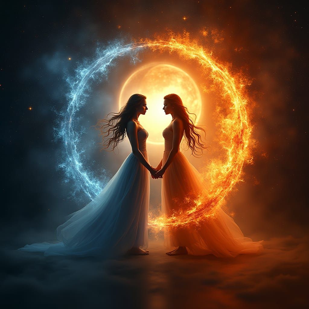 Cosmic Twin Flames: Female Fire Element Meets Higher Self