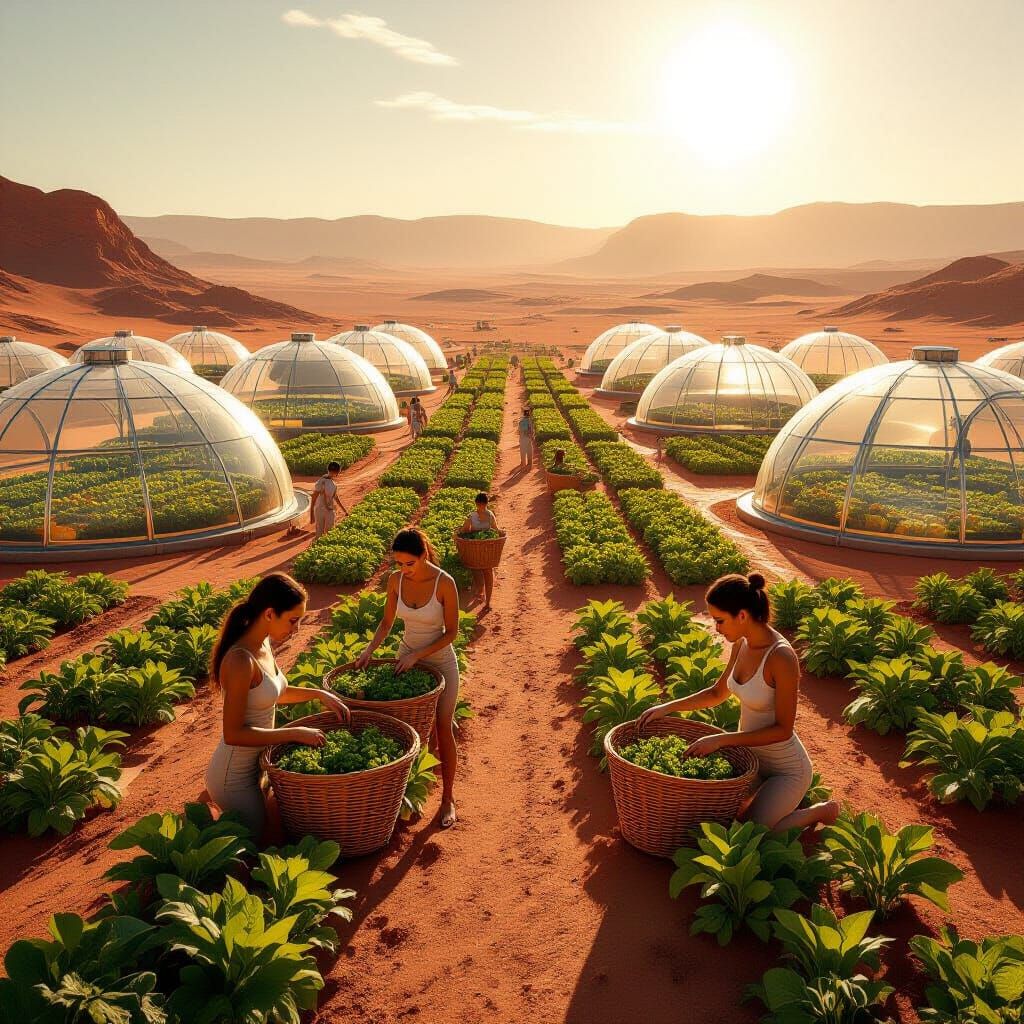 Martian Greenhouses: Harvesting Crops in Photorealistic Styl...