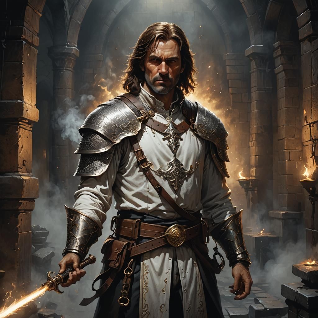 Cleric in Dungeon: Atmospheric Dark Fantasy Art