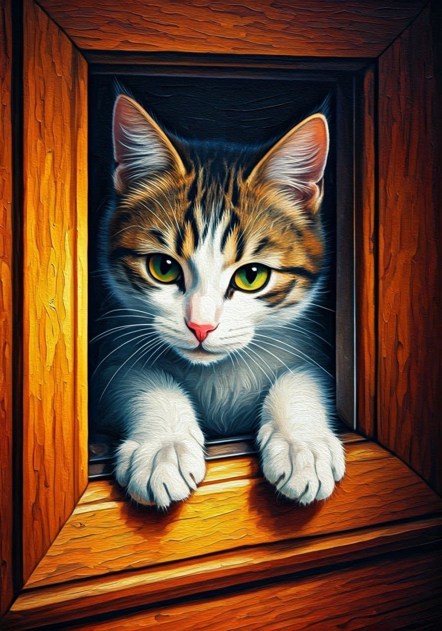 A cat squeezing paws first through a catflap in a door