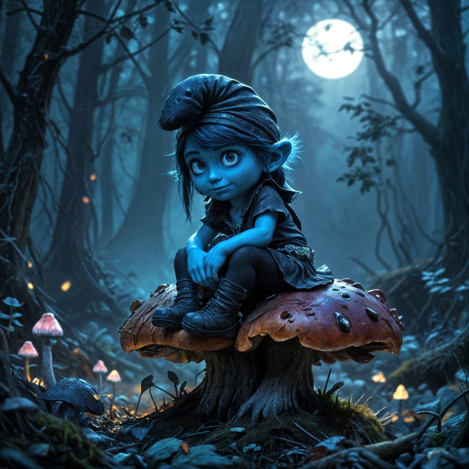 Emo Smurf Girl in Realistic Masterpiece Style