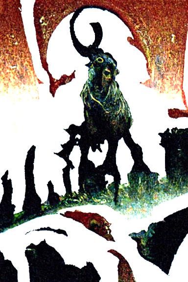 Cartoon Merchant Goat in Action Painting Style