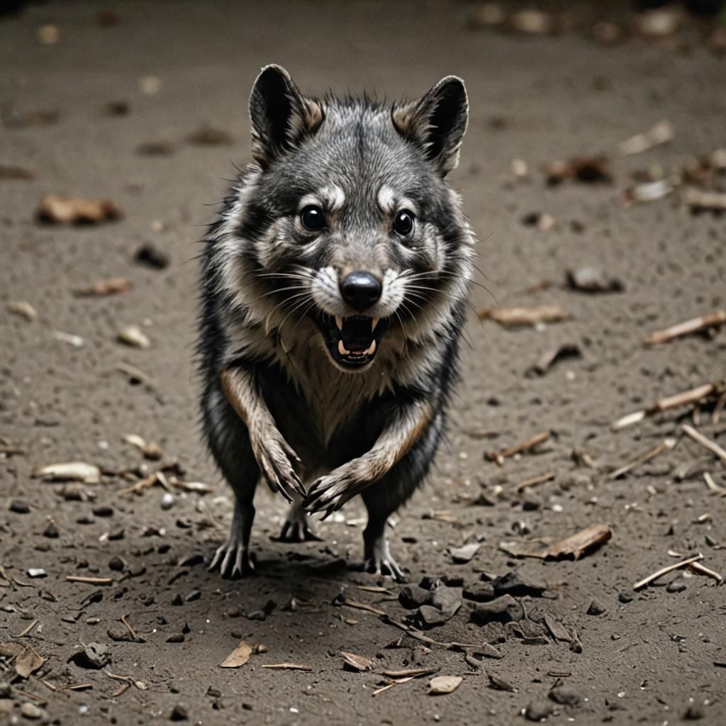 Terrifying Hamster-Wolf Hybrid Crawling