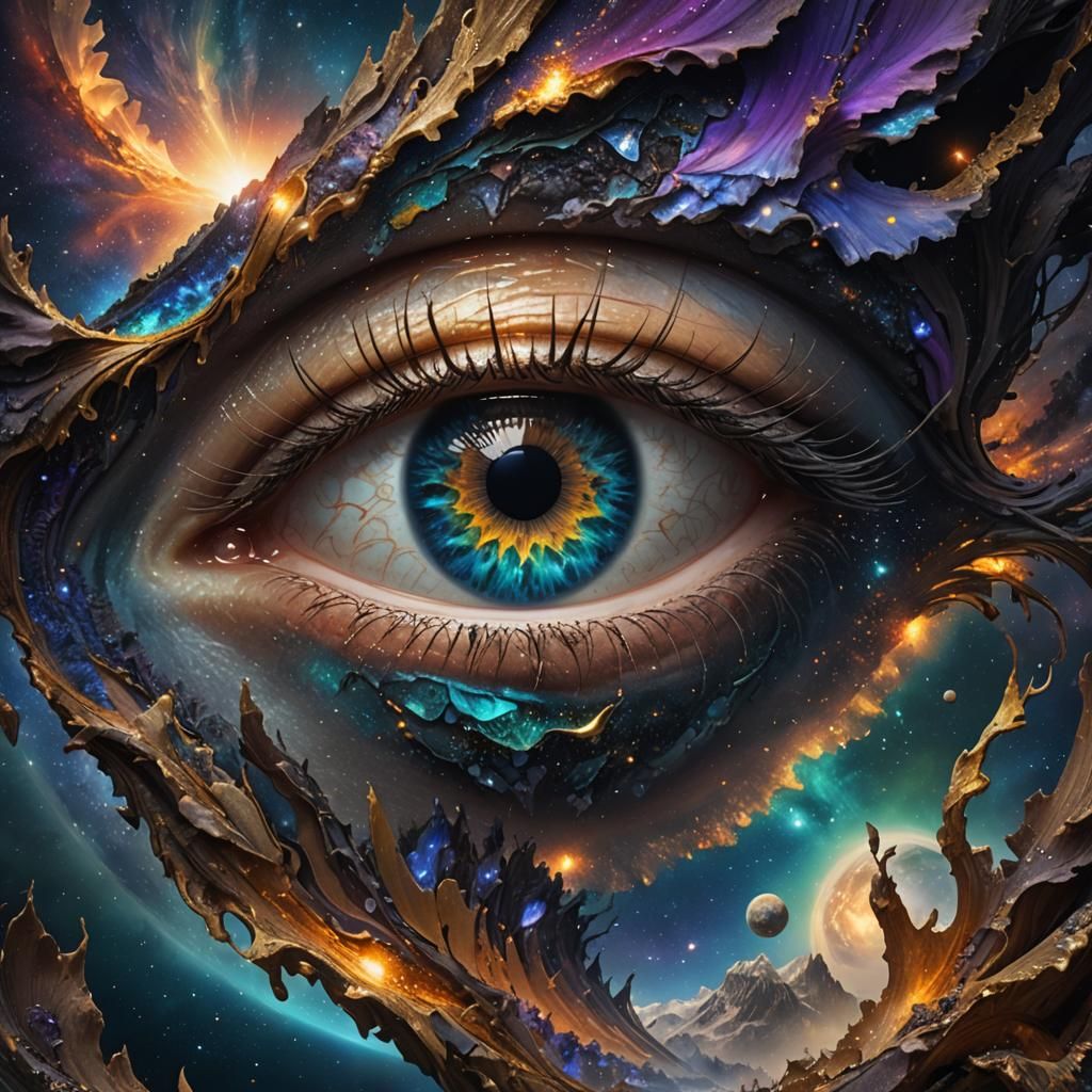Earth Galaxy Eye: Detailed Matte Painting