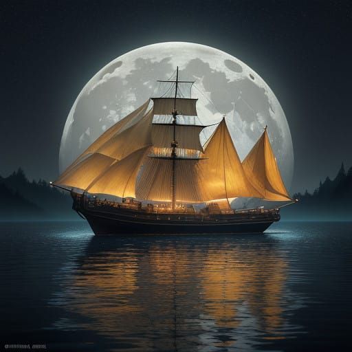 Silent Lagoon Illuminated by Full Moon