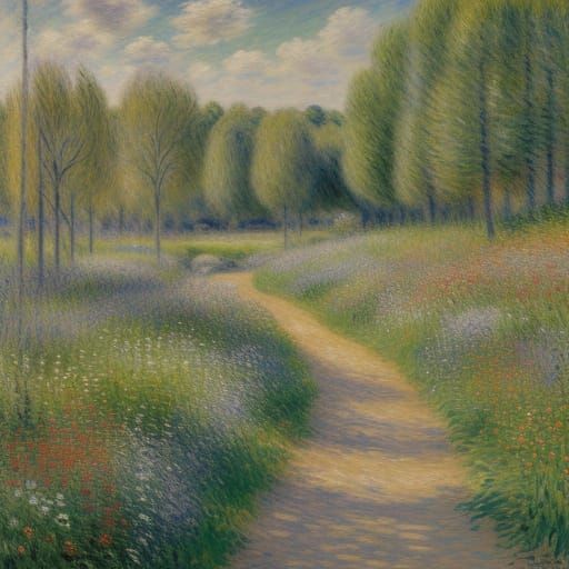 Vibrant Spring Landscape in Impressionist Style