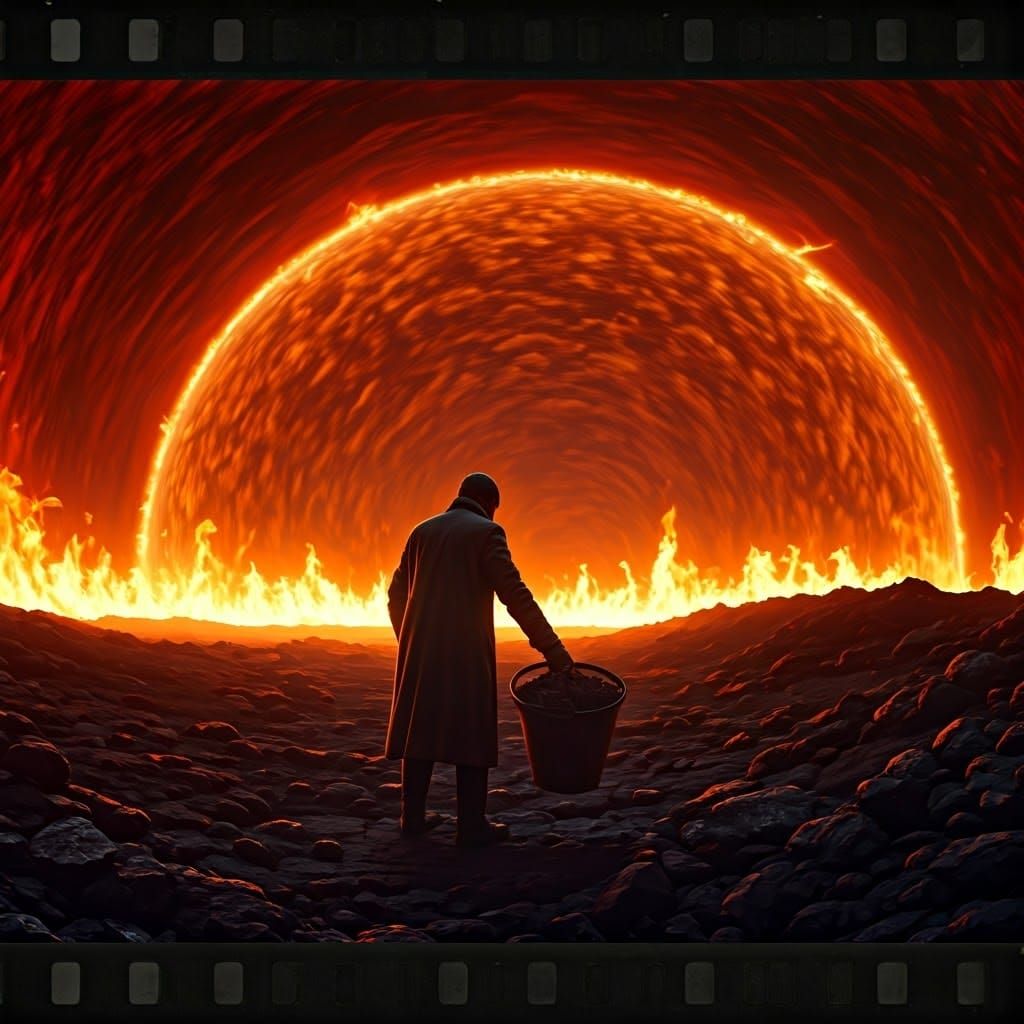 Figure Tending Furnace Inside the Sun