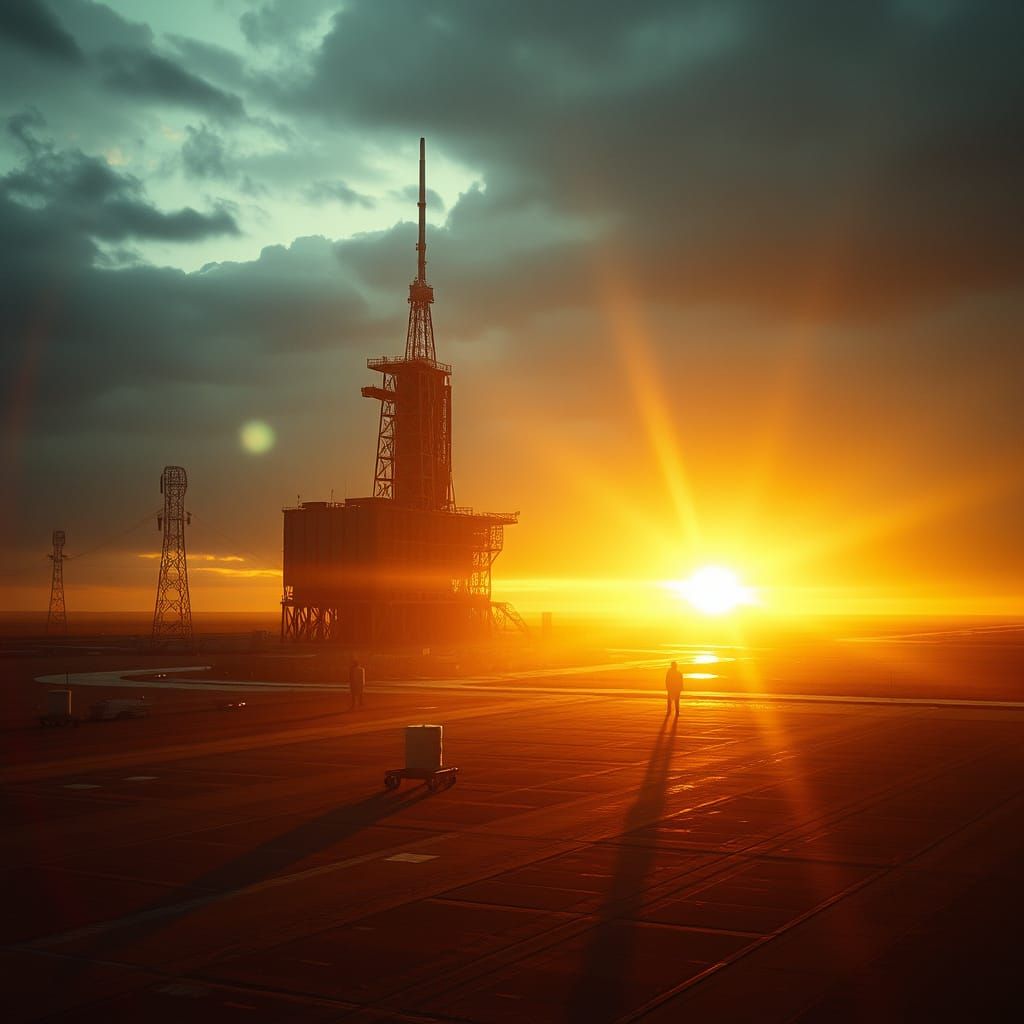 Cosmodrome Sunset on Ancient Russia