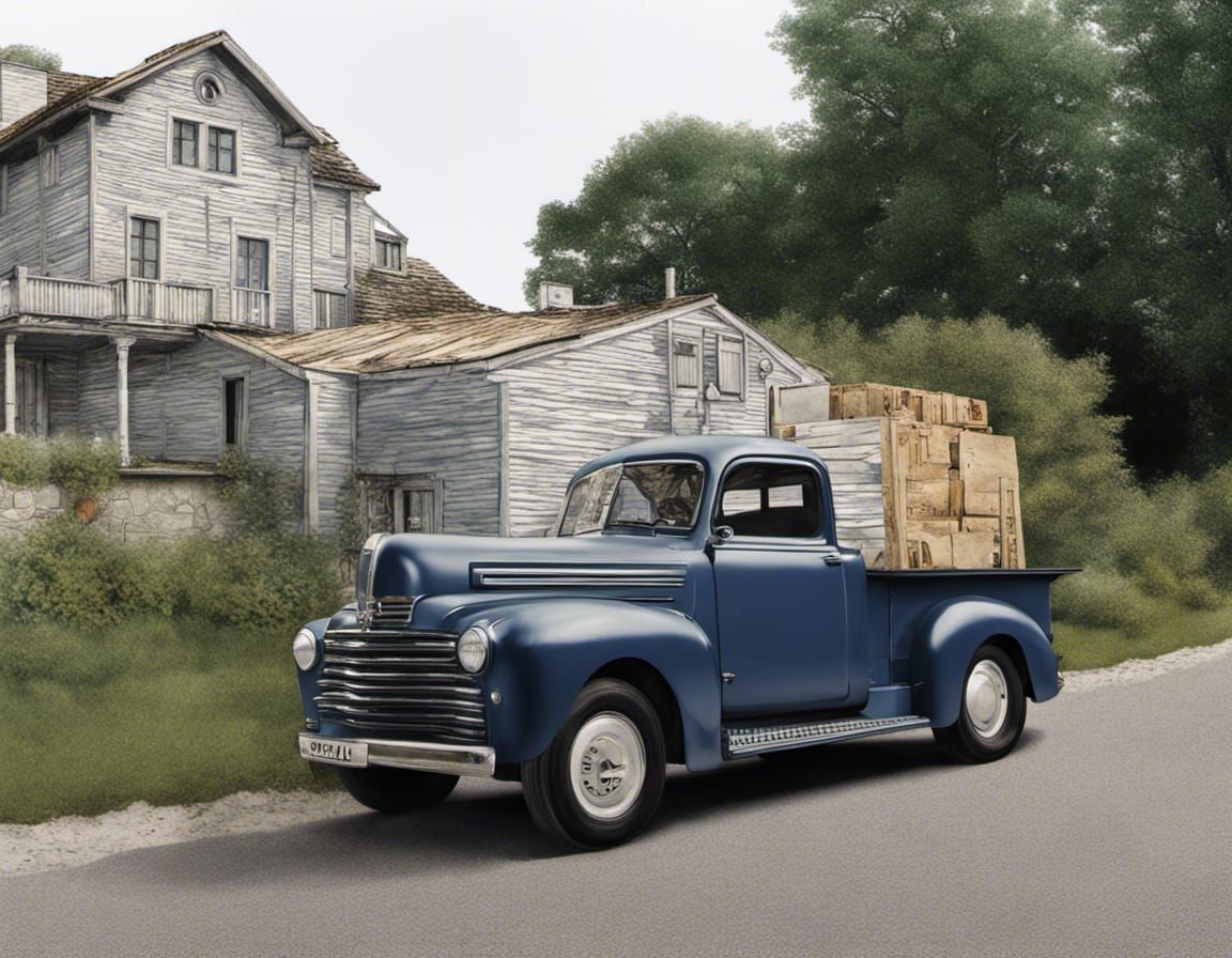 Blue truck Gustav Klimt Guido Borelli Steven Belledin art Nouveau brutalism cubism oil painting  panorama intricate deta...