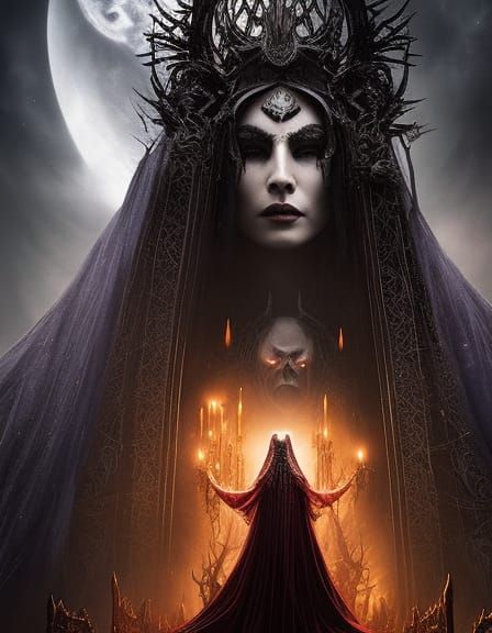 Dark Warlock Conjuring Demon in Gothic Style