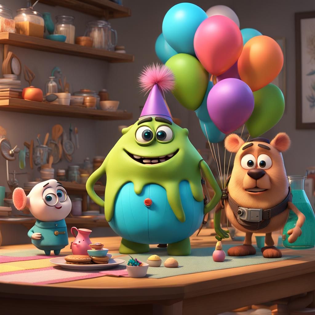 Sentient Objects Plan a Party: 3D Digital Art