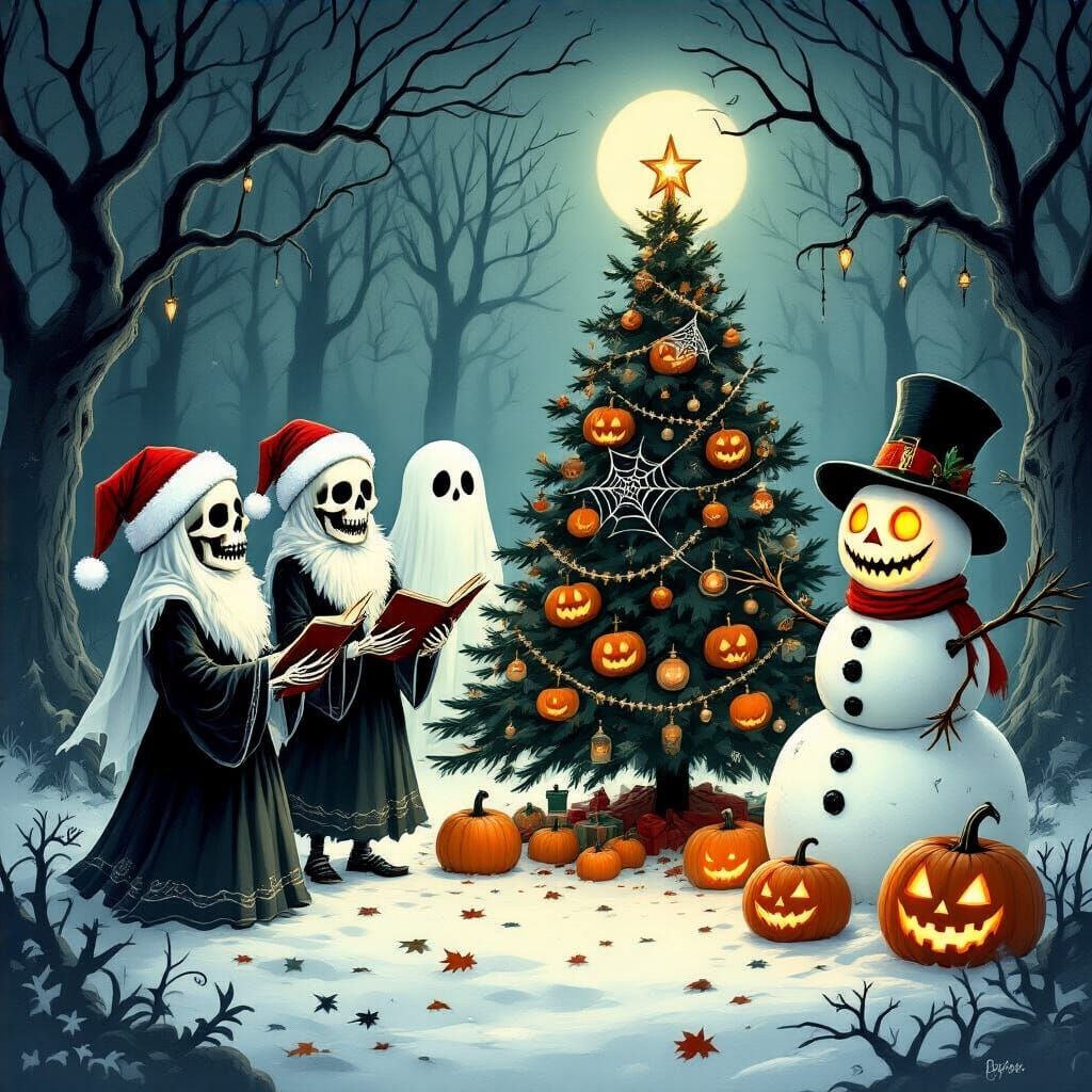 Spooky Christmas Night: Skeleton Carolers and Haunted Snowma...
