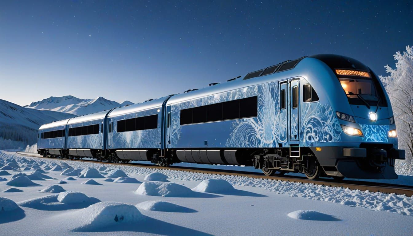 Frozen Aurora Express in Ice Train Aesthetic