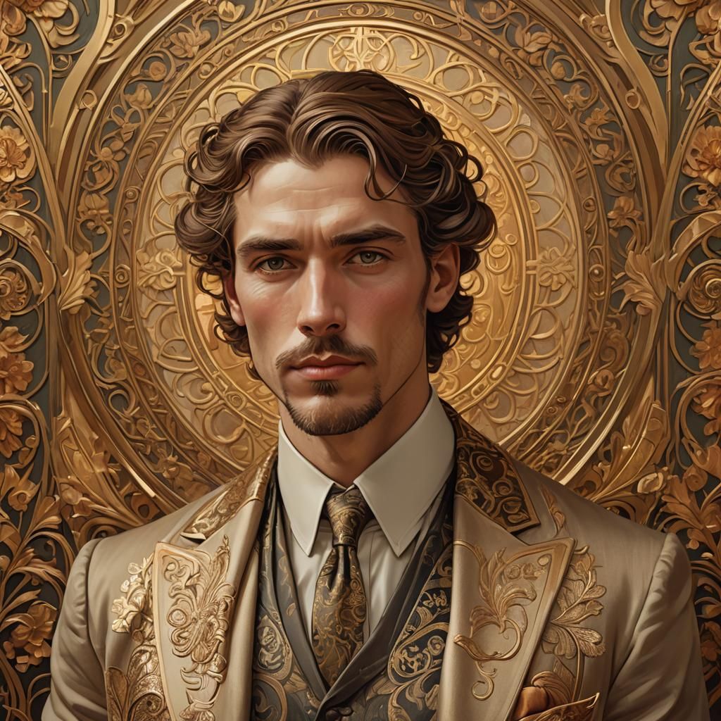 Art Nouveau Portrait of a Handsome Man