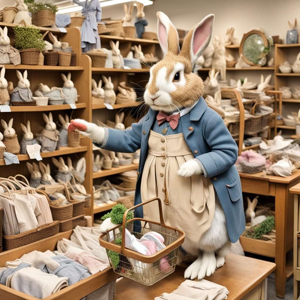 Rabbit's Thrift Store Adventure: Beatrix Potter Style