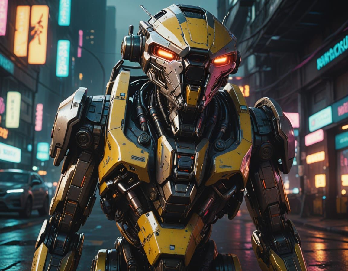 Cyberpunk 2099 TALOS-EV Mech in City Street