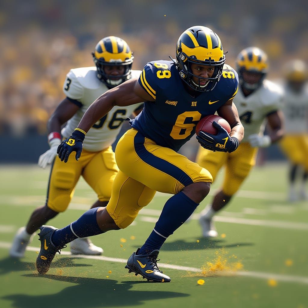 Michigan Football Player Tackles Opponent in Stadium