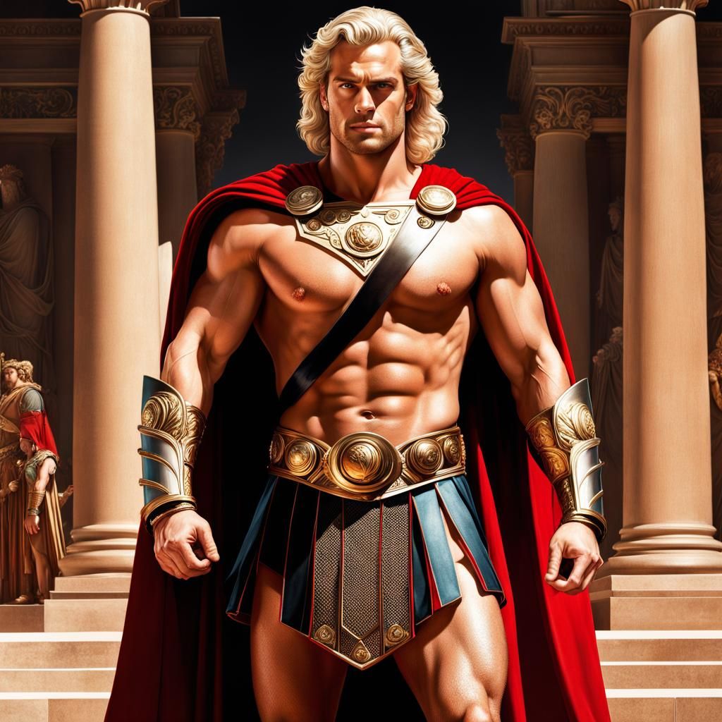 Henry Cavill as Roman God Mars: Hyperdetailed Portrait