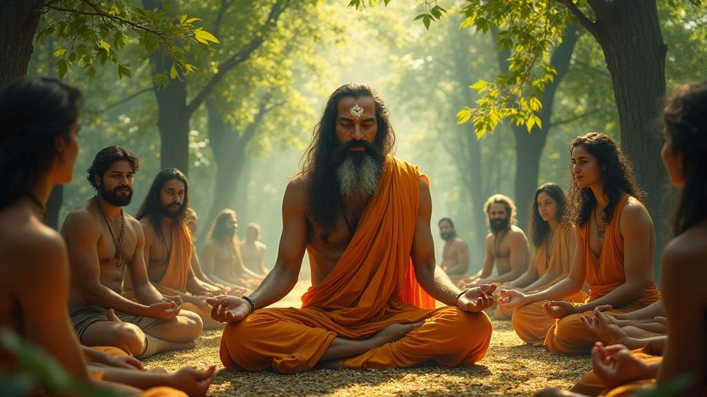 Ancient Indian Yogi in Serene Forest