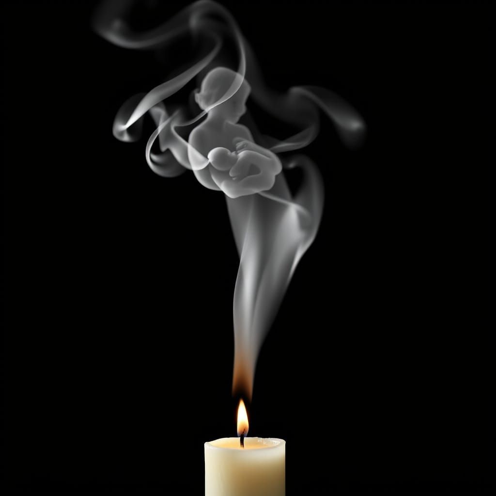 Candle Flame Transforms into Mother and Baby