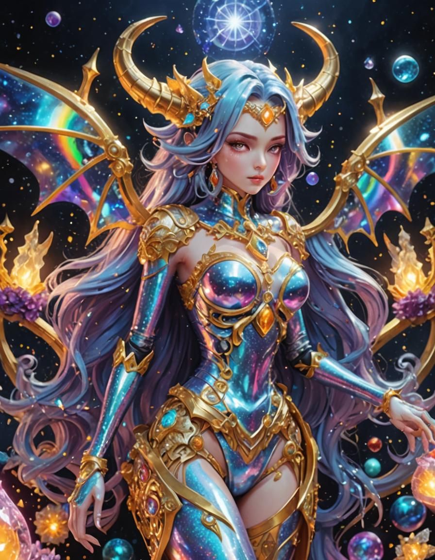 Chimera Robot Dragon Girl in Manga Anime Style