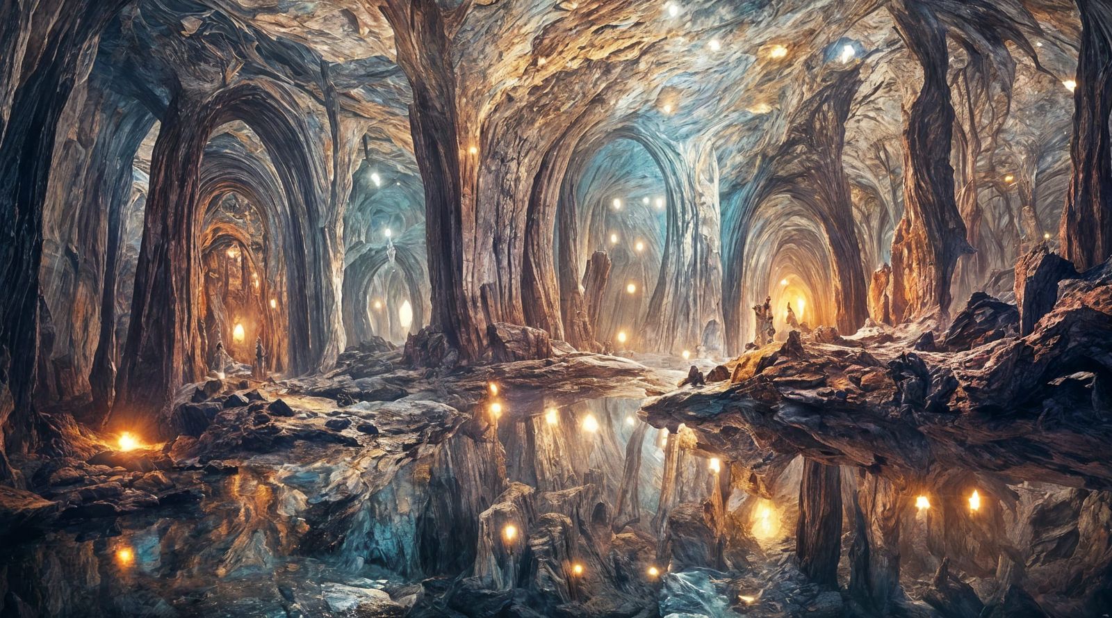 Eerie Alien Portal in Cave, Kinetic Pointillism