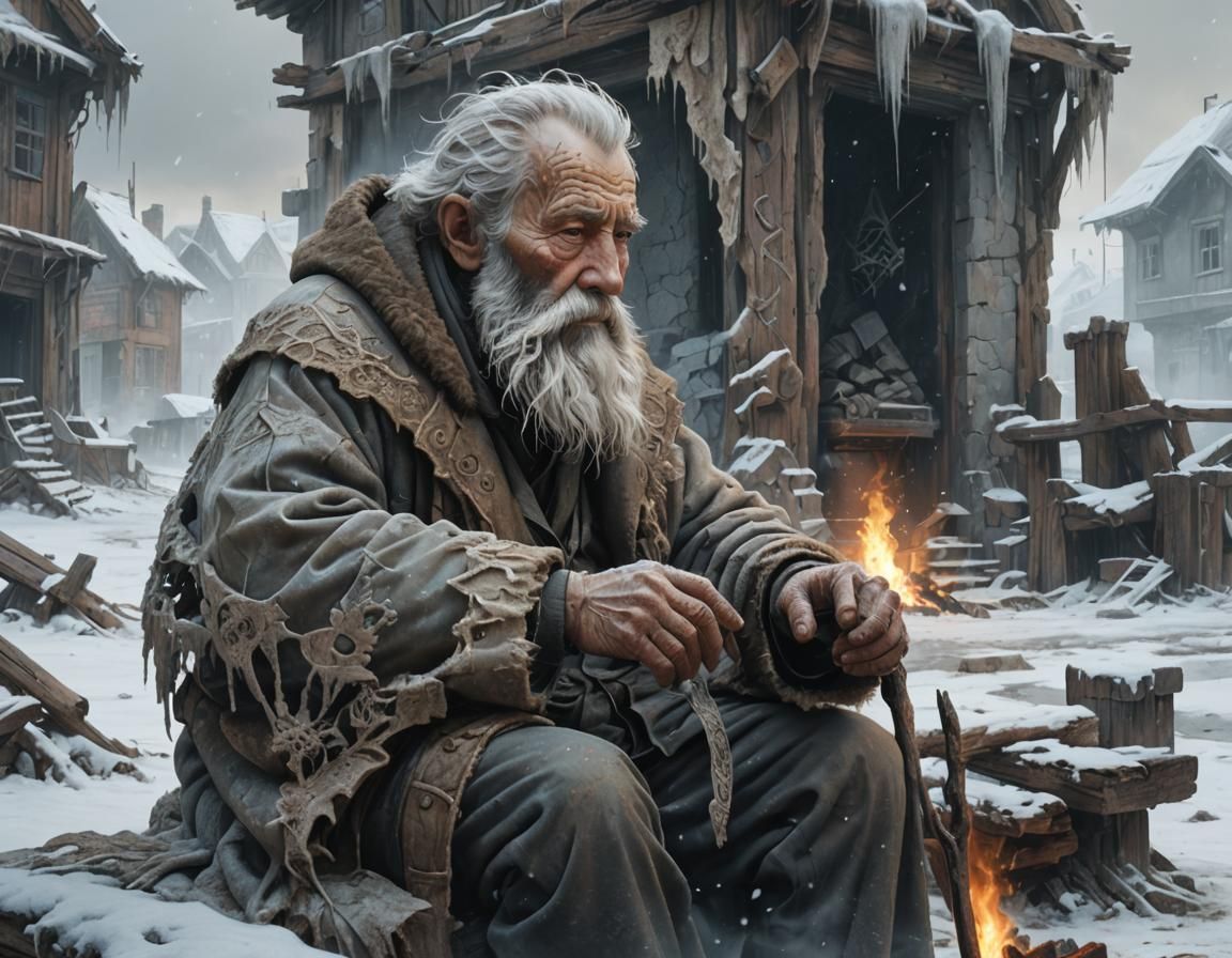 Beksiński-Inspired Winter Scene: A Haunting Post-Apocalyptic...