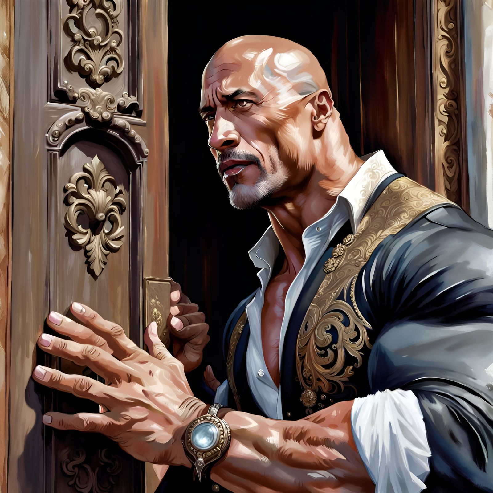 Dwayne Johnson Knocks: A Rococo Close-Up