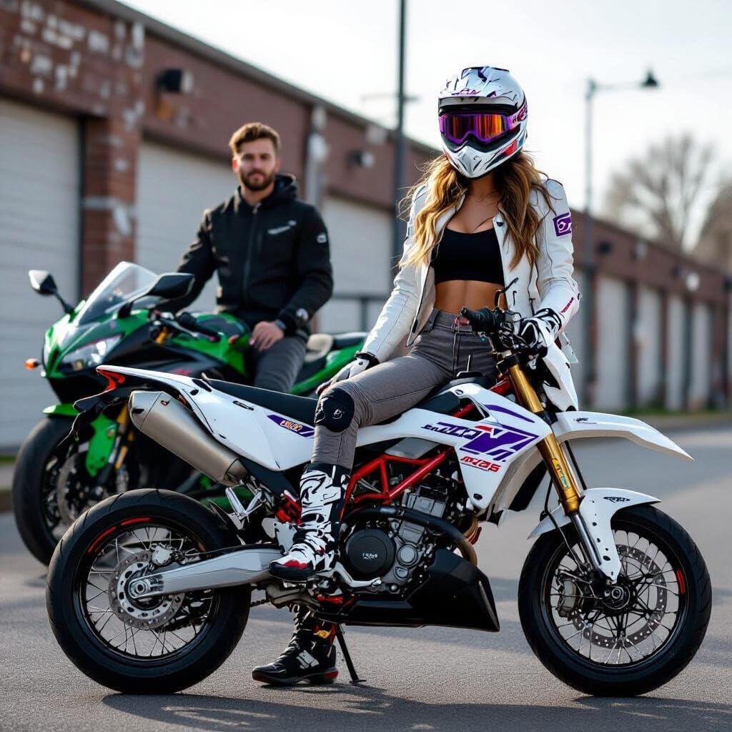 Woman on Aprilia SX125 Supermoto, Digital Art