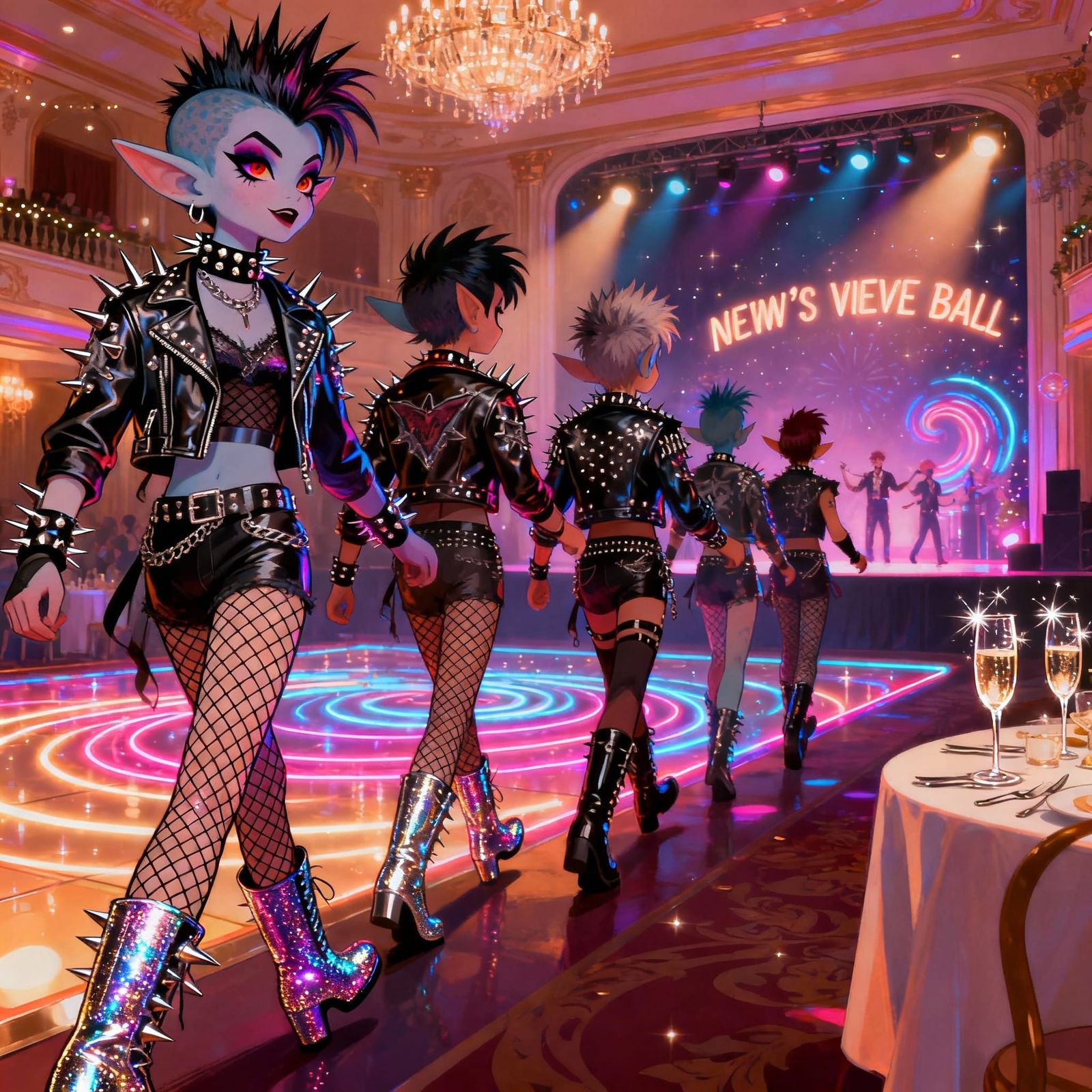 Dressed to the 9s these Punky Pixies are headed to the New Year eve Ball, for a night of dinner and dancing.