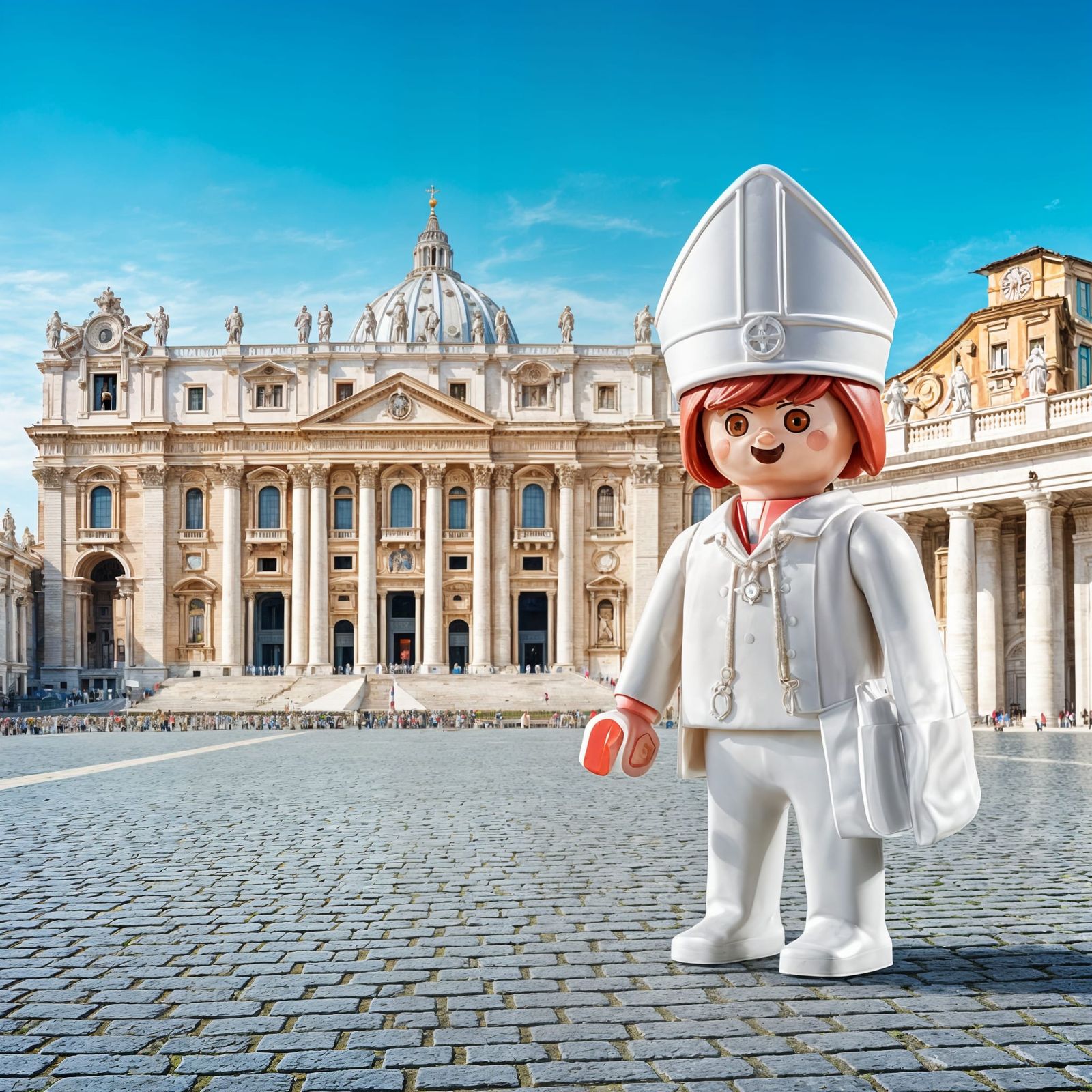 Playmobil Postman in Renaissance Regalia Stands Before Saint...