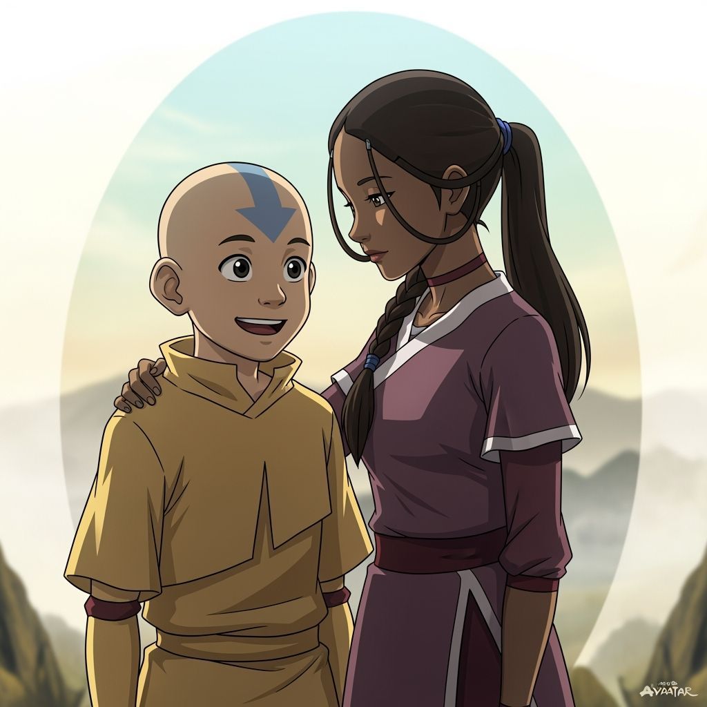Avatar Aang and Katara Together in Animation