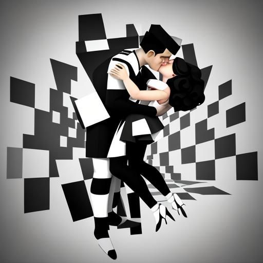 Cubist Interpretation of 'The Kiss' Photograph