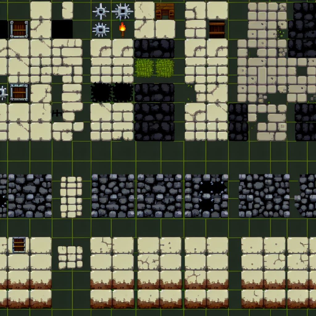 Minimalistic Pixel Art Dungeon Tileset in Fantasy Style