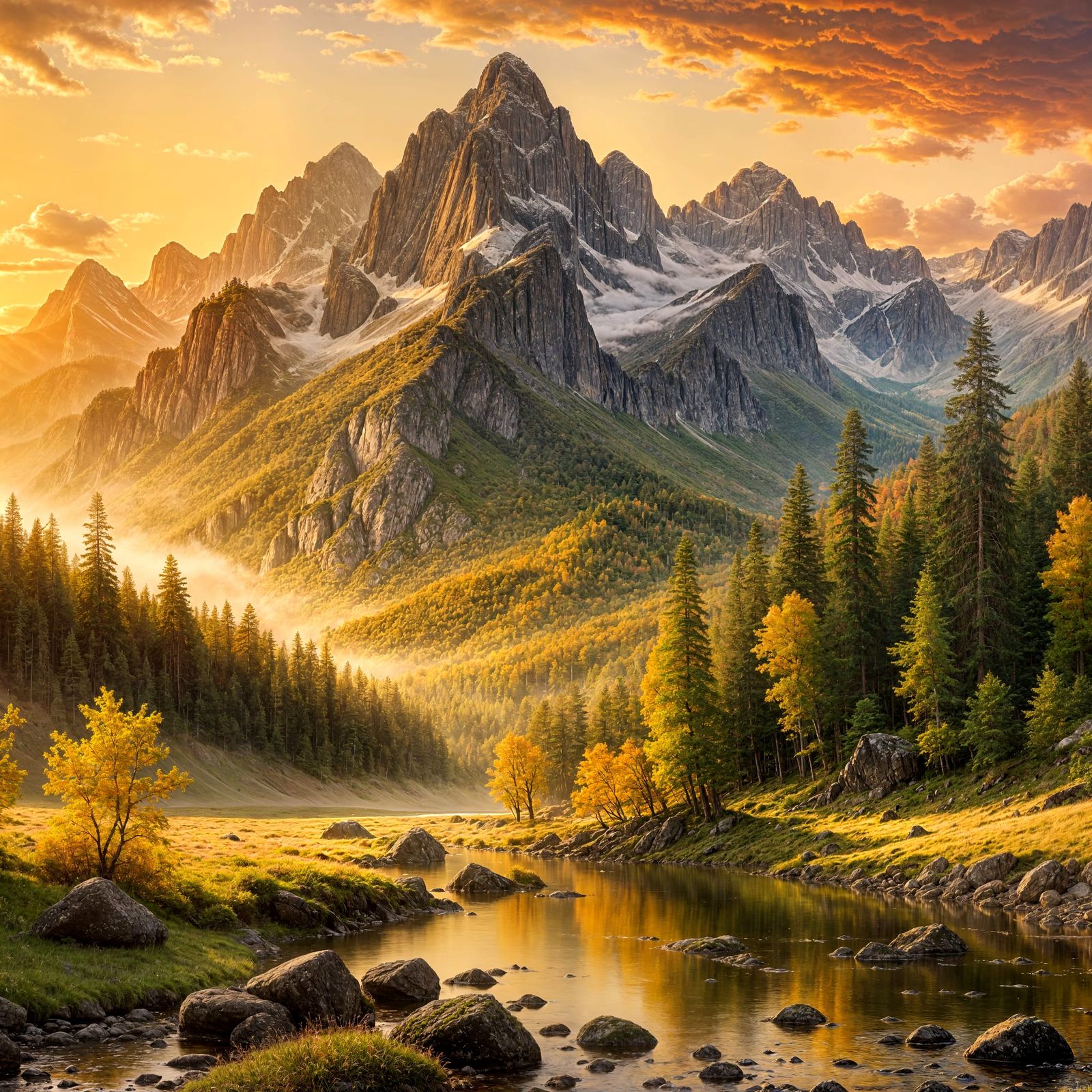 Surreal Mountain Vista at Twilight