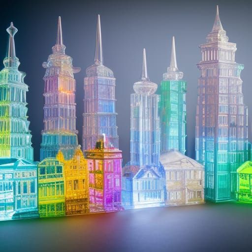 Hyperrealistic Crystal Town on Mantlepiece