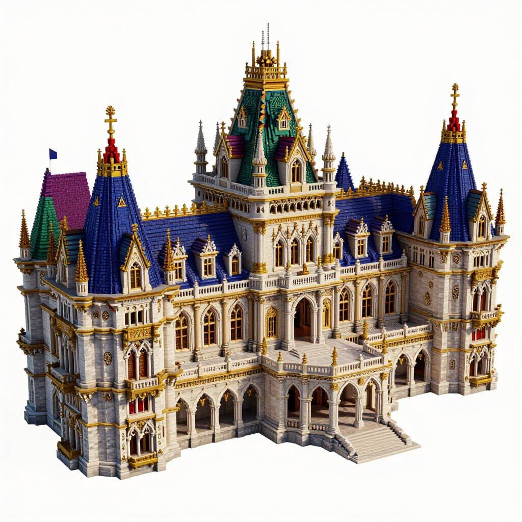 Colossal Ornate Royal Mansion Architectural Render in Minecr...