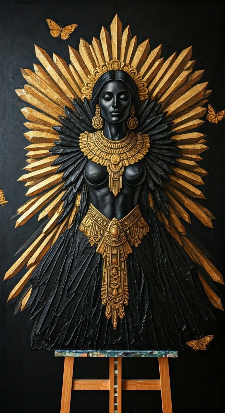 Obsidian Butterfly Goddess Ītzpāpalōtl Painting