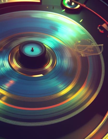 Vinyl Record on Player: Detailed Matte Painting