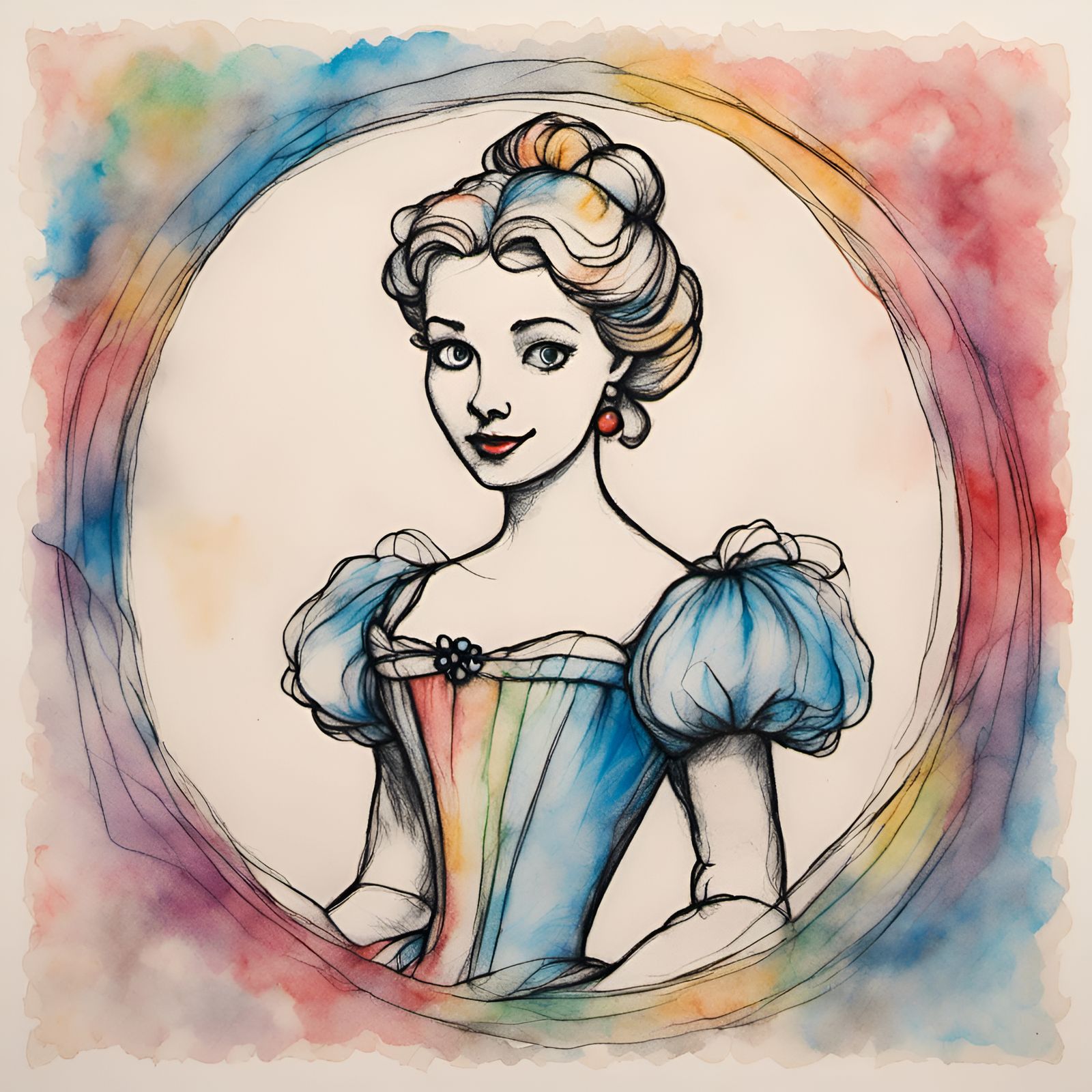 Cinderella Crayon Drawing on Wax Paper