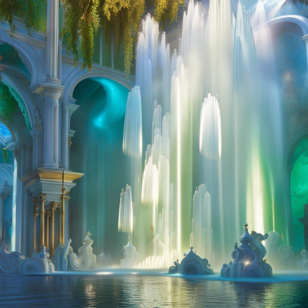 Gushing Fountain in Rococo Style