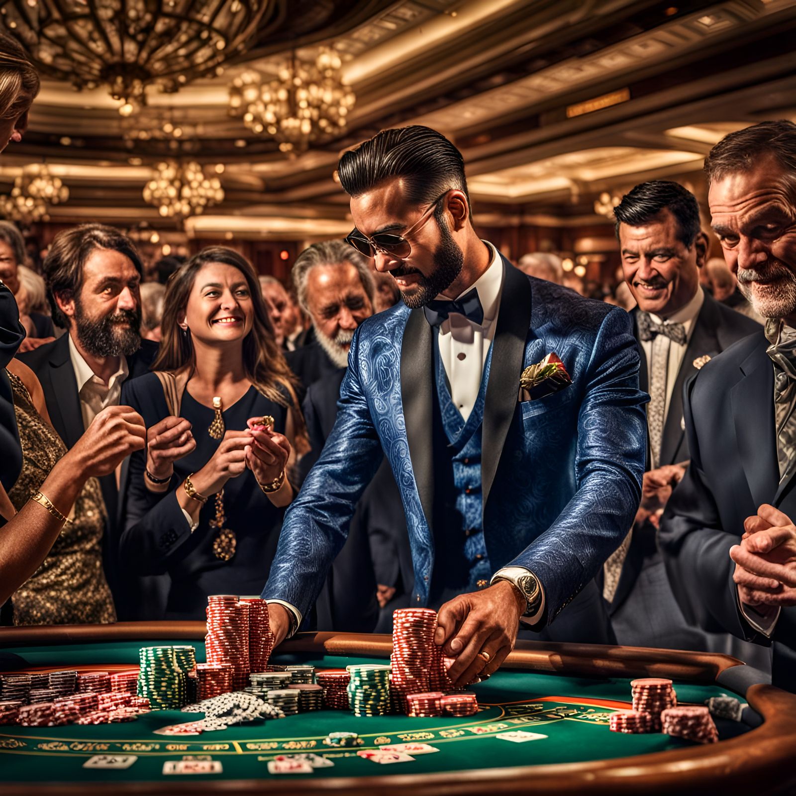 Victorious Man at Vegas Blackjack Table